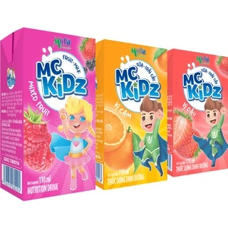 (Vỉ 4 hộp 110 ml)Sữa chua uống Mộc Châu MC kidz  (Cam/dâu/trái cây)