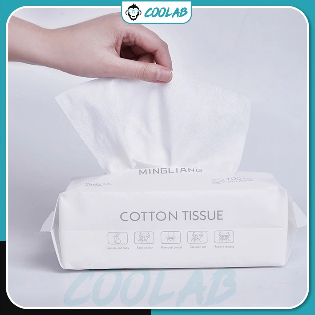 Khăn lau mặt dùng 1 lần, khăn lau khô, lau ướt, đa năng chất cotton 100% cao cấp, mềm mịn COOLAB