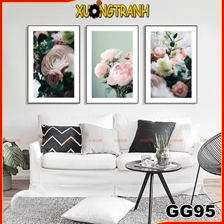 Tranh treo tường canvas 3 bức, tranh hoa trang trí phòng khách, phòng ngủ, phòng ăn, spa, store 95