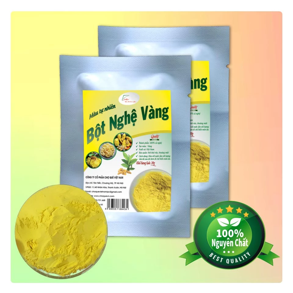 Tinh bột nghệ vàng 20g, 50g, 100g sấy lạnh nguyên chất 100% từ củ nghệ vàng nguyên liệu dùng để uống, pha chế, tạo màu