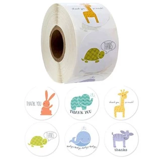 Tem Dán Chữ Thank You Hình Động Vật Ngộ Nghĩnh (đường kính 2,5cm)