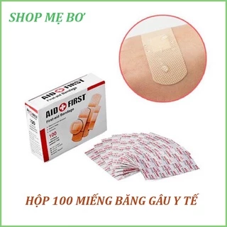 Hộp 100 miếng Băng gâu y tế dán vết thương tiện lợi