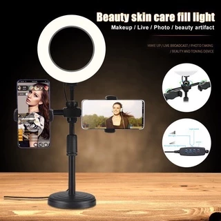 Đèn Livestream Để Bàn 3 Chế Độ Sáng Kẹp 2 Điện Thoại Có Đèn Hỗ Trợ, Quay Tiktok, Make Up, selfie[LED-LIVE2]