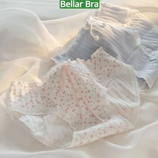 Quần lót nữ cotton, quần lót viền ren gân tăm đinh nơ nhiều họa tiết dễ thương   BellarBra L128