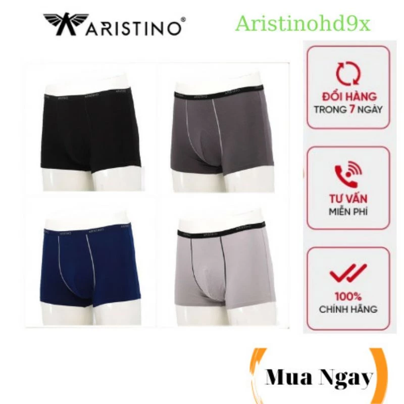 Quần lót Nam Aristino 👖 𝑪𝑯𝑰́𝑵𝑯 𝑯𝑨̃𝑵𝑮 100%👖 dáng boxer,  Thiết kế basic,  Chất liệu Cotton từ sợi bông thiên nhiên