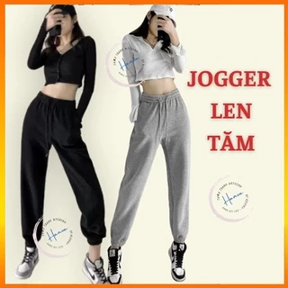 Quần Jogger Tăm Dáng Dài Ống Rộng Bo Chun Chất Nỉ Tăm Dày Dặn Phong Cách Thể Thao Năng Động Hai Màu Đen, Xám