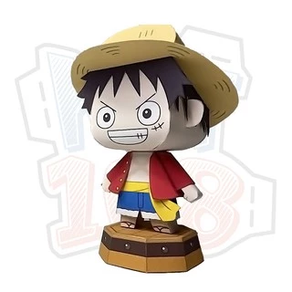 Mô hình giấy Anime Chibi Monkey D Luffy ver 3 - One Piece + kit mô hình hộp trang trí