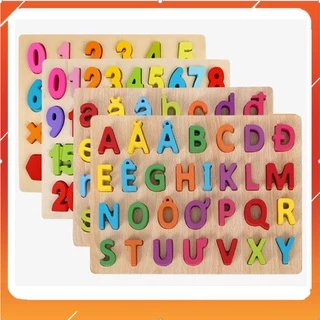 Đồ chơi bảng chữ cái gỗ nổi tiếng việt in hoa, in thường, 10 số và 20 số thông minh cho bé giúp phát triển tư duy