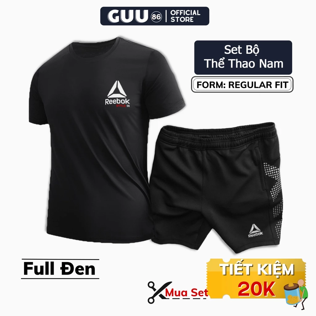 Bộ Quần Áo Thể Thao Nam 𝗦𝗘𝗧 𝗥𝗘𝗘𝗕𝗢𝗞 Tay Ngắn Quần Short Thun Tập Gym Chạy Bộ