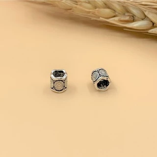 Charm nối hình ống có hoa văn - Charm Bạc 925 - Mã CA026