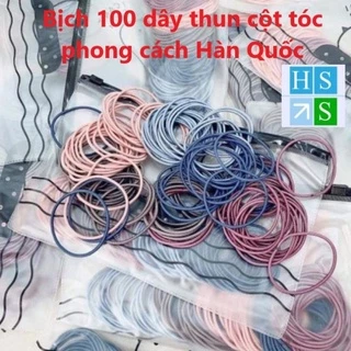 Túi 100 Thun buộc tóc dây cột tóc phong cách Hàn Quốc (Nhiều mầu) - HS Shop Sài Gòn