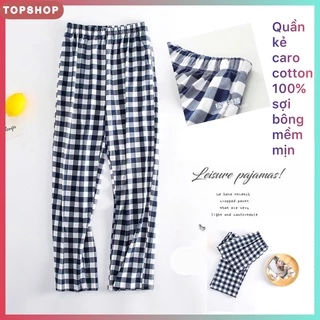 Quần kẻ caro cotton 100% siêu mềm mịn đơn giản, trẻ trung