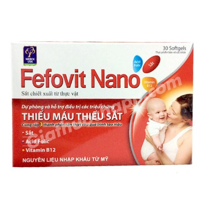 Fefovit Nano Bổ Sung Sắt, Tăng Cường Lưu Thông Máu Cho Phụ Nữ Mang Thai Hộp 100 viên
