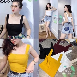 Áo croptop áo hai dây bản to chất bozip co giãn hàng đẹp không đệm - Mã A616