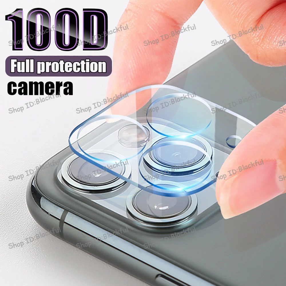 Kính Bảo Vệ Camera 100D Cho iPhone 15 14 13 11 Pro XS Max XR X Full Cover Ống Kính Bảo Vệ Màn Hình Kính Cường Lực