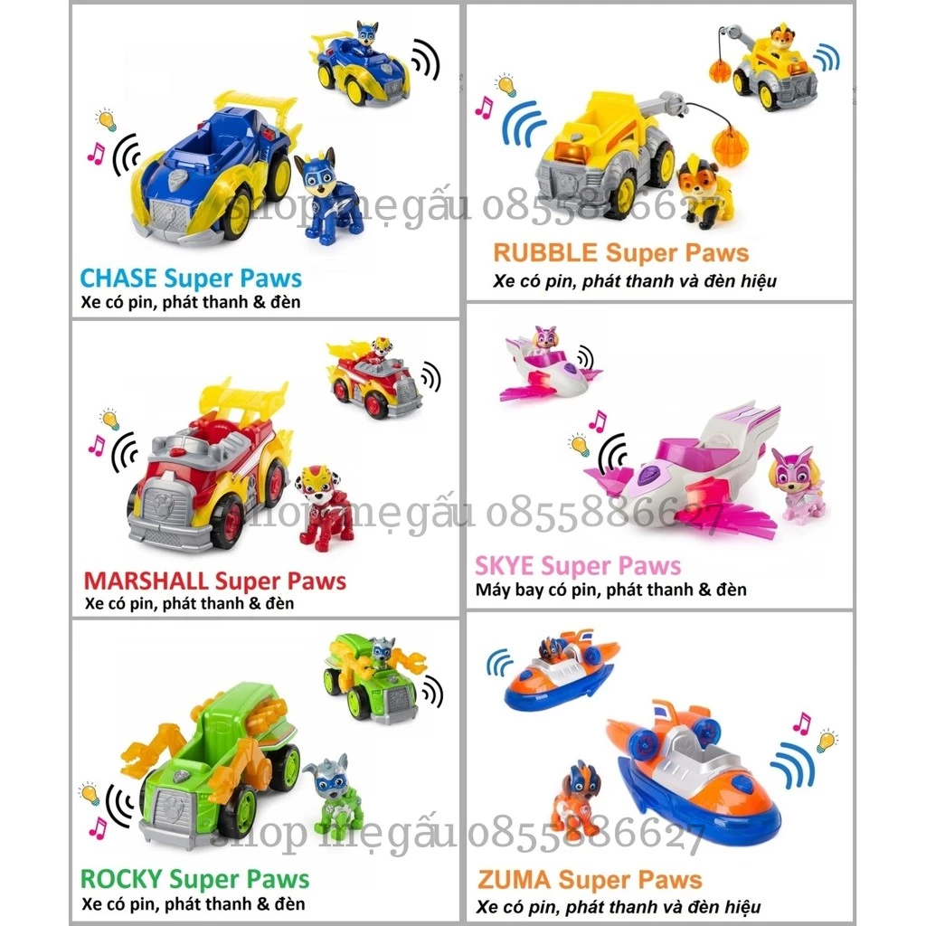 PLAYSET 06 bộ chó cứu hộ có đèn & nhạc phim Những chú chó cứu hộ - Paw Patrol