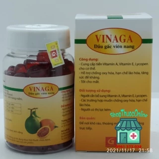 Dầu gấc viên nang VINAGA lọ 100 viên tăng sức đề kháng, hỗ trợ thị lực