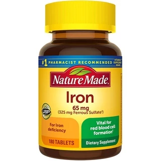 Viên uống Bổ Máu Iron 65mg Nature Made 180 viên của Mỹ