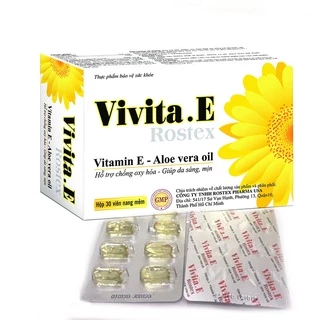 Viên uống đẹp da Vitamin E 4000mcg, tinh dầu lô hội làm đẹp da, chống lão hóa - Hộp 30 viên Vivita E