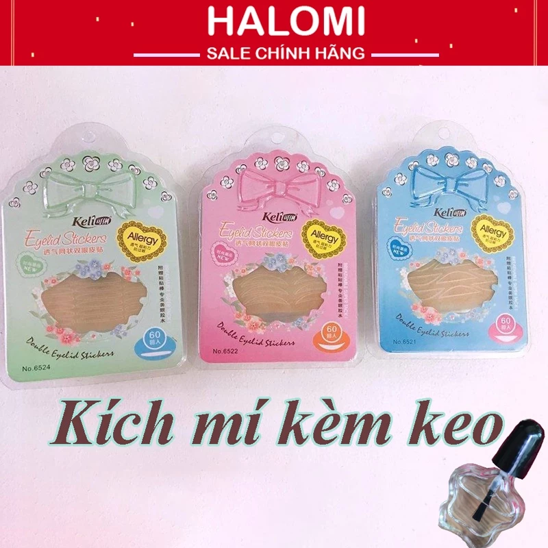 Kích mí lưới Keli kèm keo và dụng cụ chính hãng HALOMI gồm 3 kích cỡ chuyên dùng cho makeup