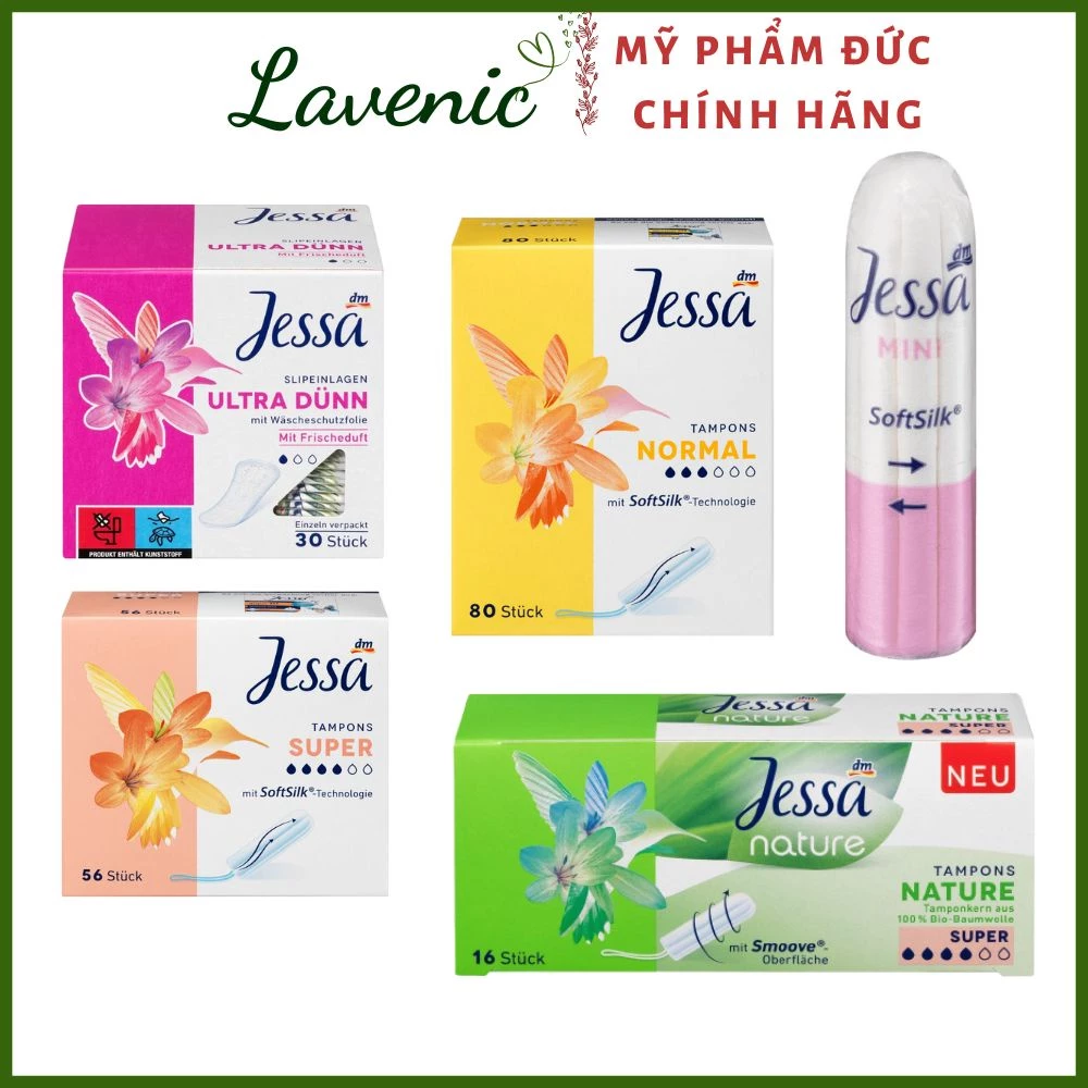 Băng vệ sinh Tampon Jessa hộp đủ size nhiều loại Hàng Đức - Shop Lavenic