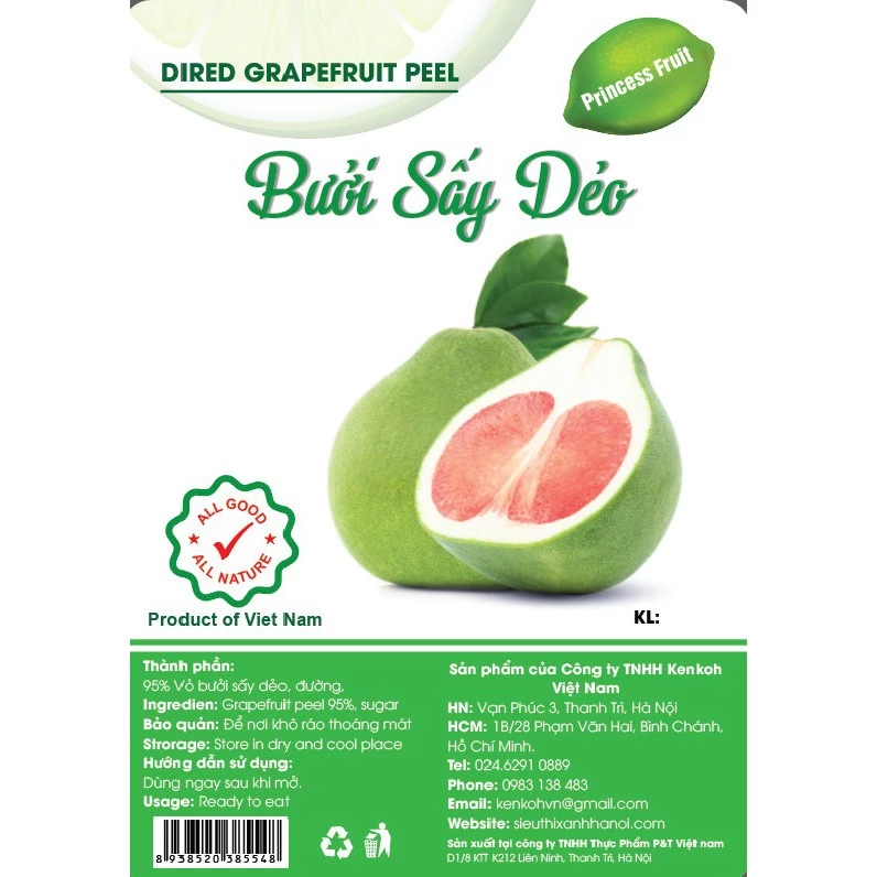 BƯỞI SẤY DẺO- Priencess Fruit gói 200gr