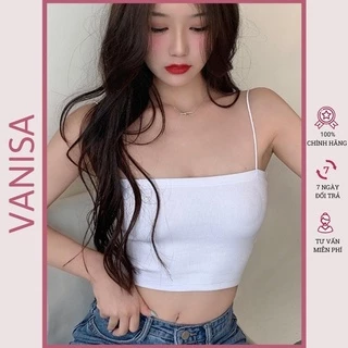 Áo croptop 2 dây nữ trễ vai bigsize kiểu ôm trắng đen siêu xinh đẹp giá rẻ VANISA CT032