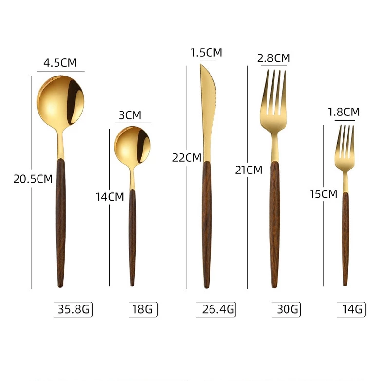 Muỗng Dao Dĩa Thìa Cafe HOKU Inox Cán Bọc Gỗ Cao Cấp Sang Trọng - MDD02