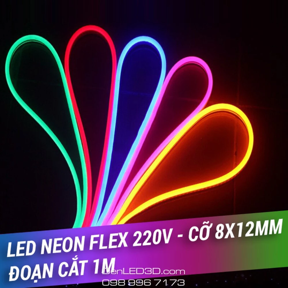 1m Dây LED Neon Flex 220V Uốn Tùy Ý Chống Thấm Nước, Trang Trí Ngoài Trời (không kèm nguồn)