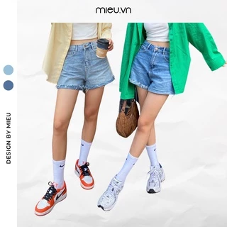 Quần short jean nữ, quần đùi nữ lưng cao lật lai MIEU - HD23