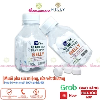 Muối viên tinh khiết NELLY - Hộp 50 viên muối sinh lý An phú, tự pha dùng súc miệng, rửa mũi, vết thương, sát khuẩn