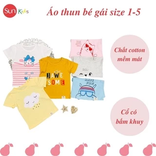 Áo thun cho bé gái, áo phông bé gái chất cotton mềm mát, size 1 - 5 tuổi - SUNKIDS