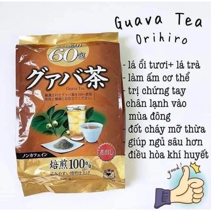 Trà Ổi Giảm Cân Orihiro 60 túi lọc - Trà lá ổi Guava tea Nhật Bản