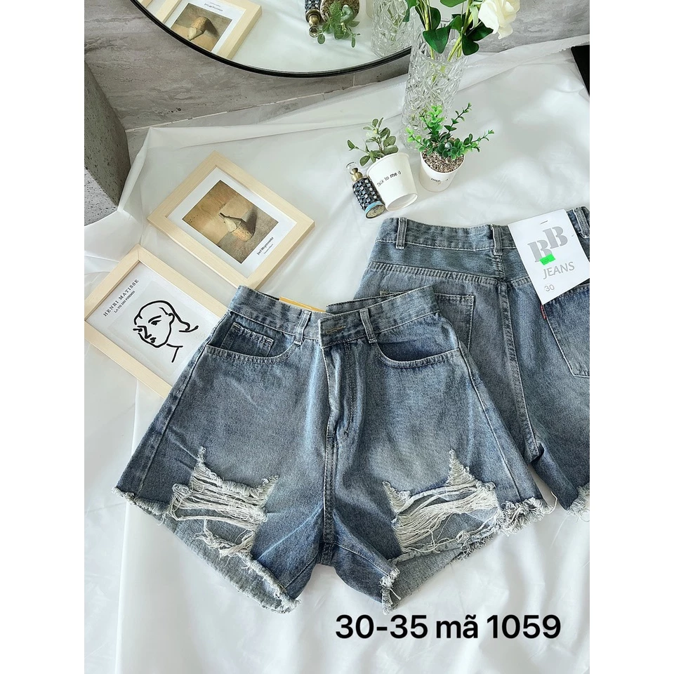 Quần short jean nữ rách màu xanh kiểu quần đùi ngắn size đại hàng VNXK MS1059 thời trang 2KJean