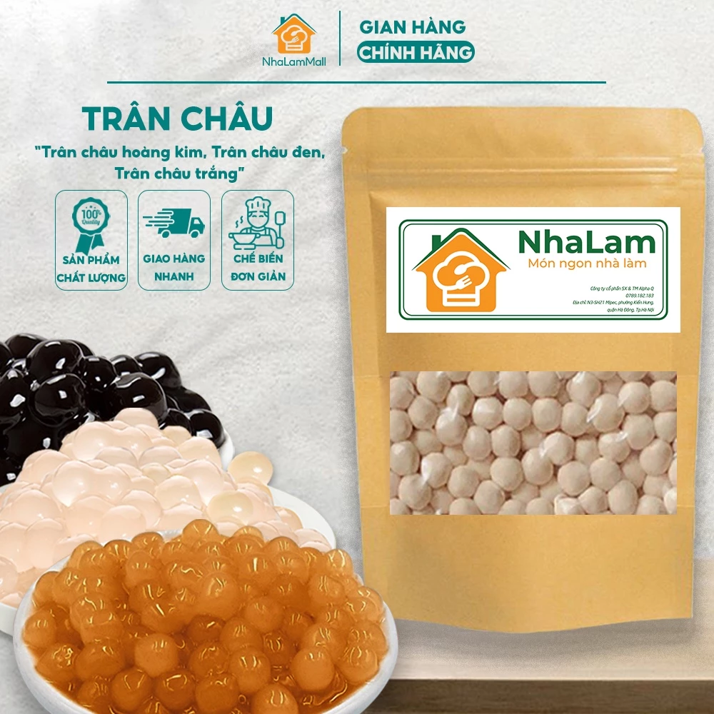 Trân Châu Mềm Dẻo NHALAM FOOD Nguyên Liệu Pha Trà Sữa Trân Châu Truyền Thống