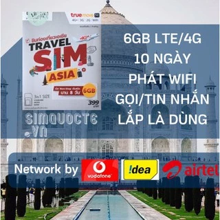 Sim Du Lịch Ấn Độ 6 GB Trong 10 Ngày Dùng 2 Nhà Mạng Vodafone và Airtel