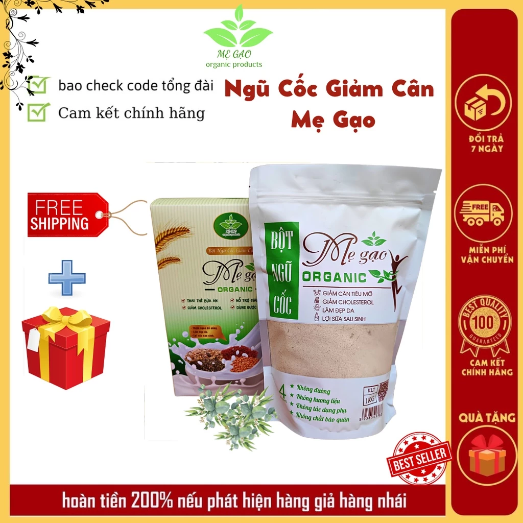 Ngũ Cốc Giảm Cân Mẹ Gạo Organic, Bột Giảm Cân Organic Giảm Cân An Toàn, Hiệu Quả Chính Hãng