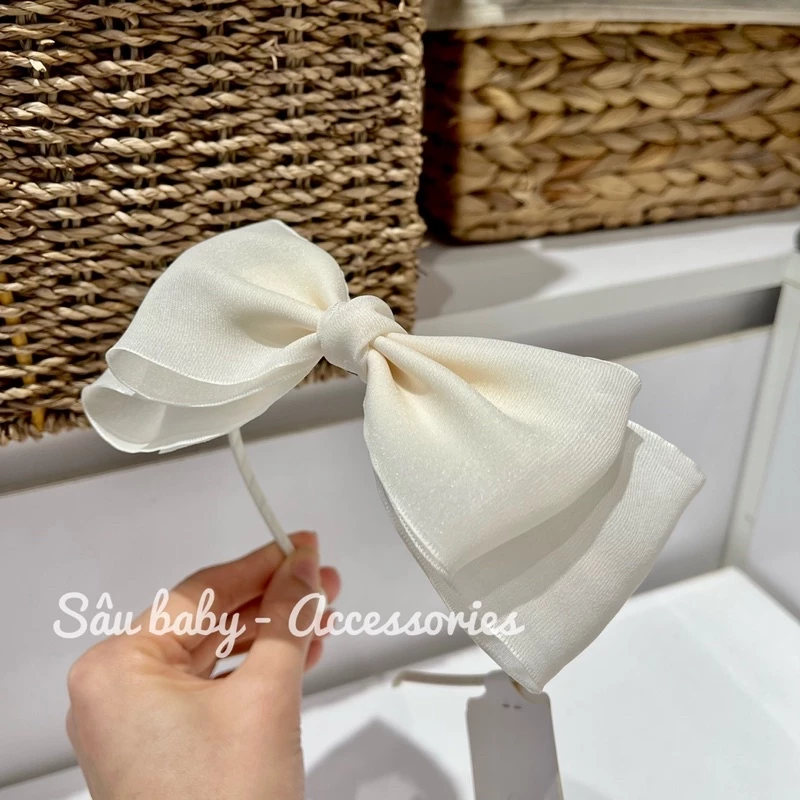 Bờm xước tóc nơ bản to handmade màu cho  bé