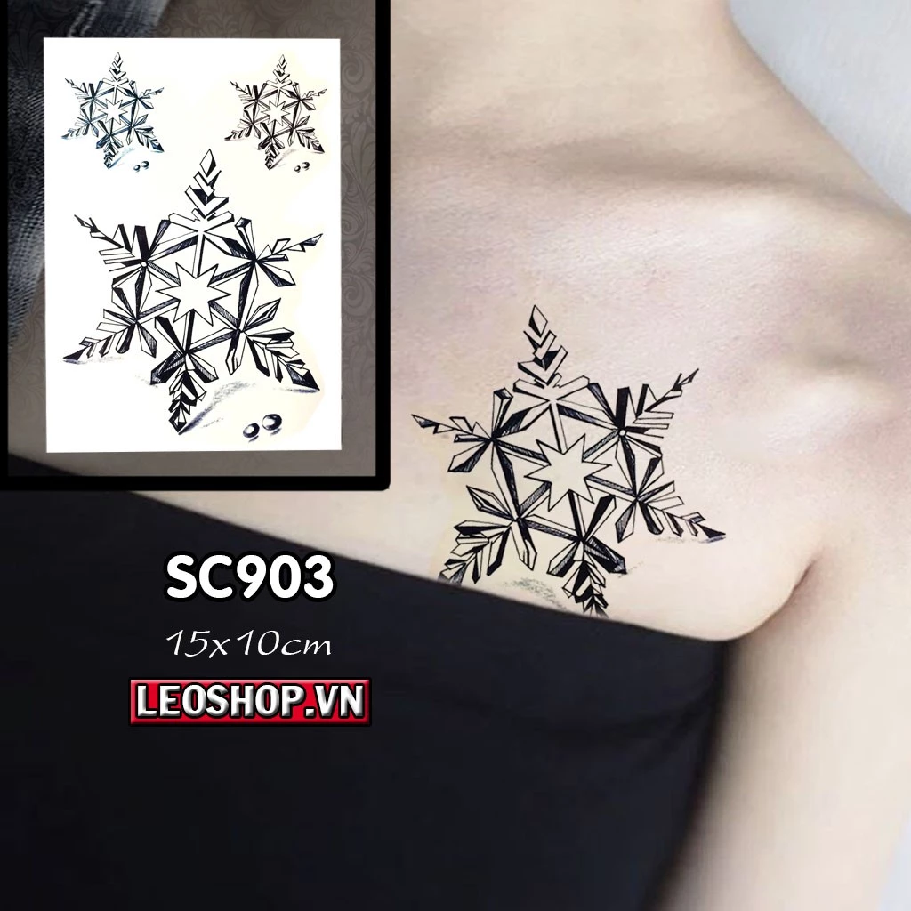 [Loại Ngắn Ngày] Hình Xăm Dán Nhỡ Bông Tuyết Chụp Ảnh, Đóng Phim, Dễ Dàng Tẩy Xóa - Dùng 2-5 Ngày (10x15cm)