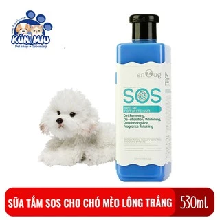 Sữa tắm cho chó mèo lông trắng SOS 530ml Chai màu xanh (hàng chính hãng)