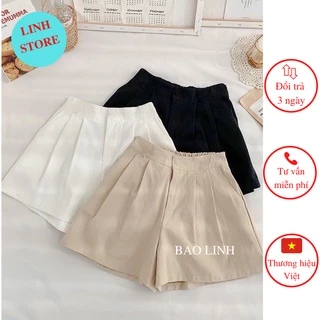 Quần Short Nữ Lưng Cao LINH STORE Ống Rộng BigSize Dáng Đùi Ngắn Mặc Ở Nhà Đi Chơi Chất Liệu Đũi Xước