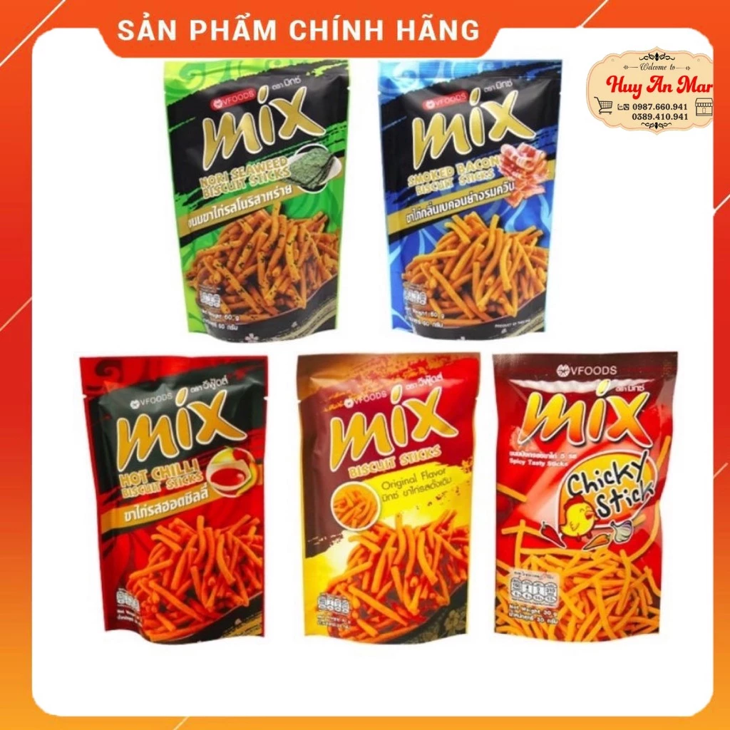 Snack bim bim que Mix Vfoods Thái Lan 50g các vị