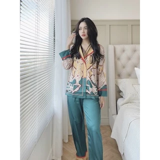 ❤️PIJAMA Tay Dài Quần Dài, Lụa Mềm Mịn Bao Mát, Hoạ Tiết Sang Chảnh, Hàng QCCC