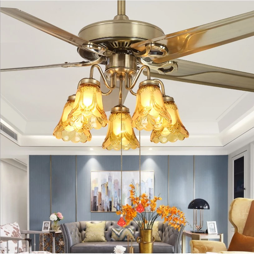 Quạt Trần 5 Đèn Cánh Thép Động Cơ Lõi Đồng DC 2 Chiều Gió Có Điều Khiển Từ Xa Phù Hợp Mọi Loại Trần [Bảo hành 5 năm]