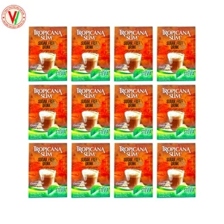 Combo 12 hộp cà phê ăn kiêng không đường chiết xuất từ lá cỏ ngọt Tropicana Slim Capuccino 96g (8 x 12g)