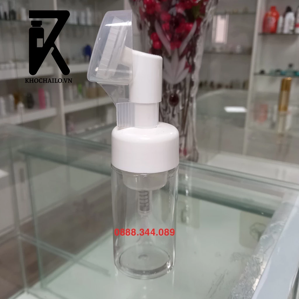 Chai pet trắng trong đầu tạo bọt bàn chải ,đầu tạo bọt thường 100ml