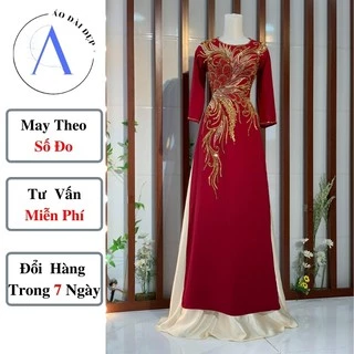 Áo dài sui gia – Áo dài mẹ cô dâu chú rể màu đỏ mận ADM014