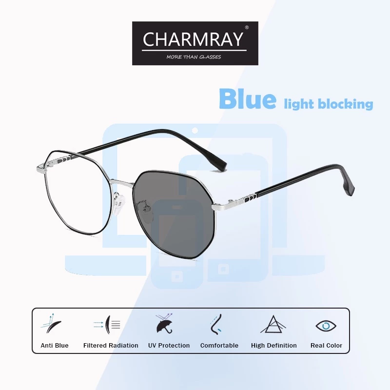 Mắt kính CHARMRAY chống bức xạ phong cách vintage thời trang cao cấp tùy chọn màu sắc