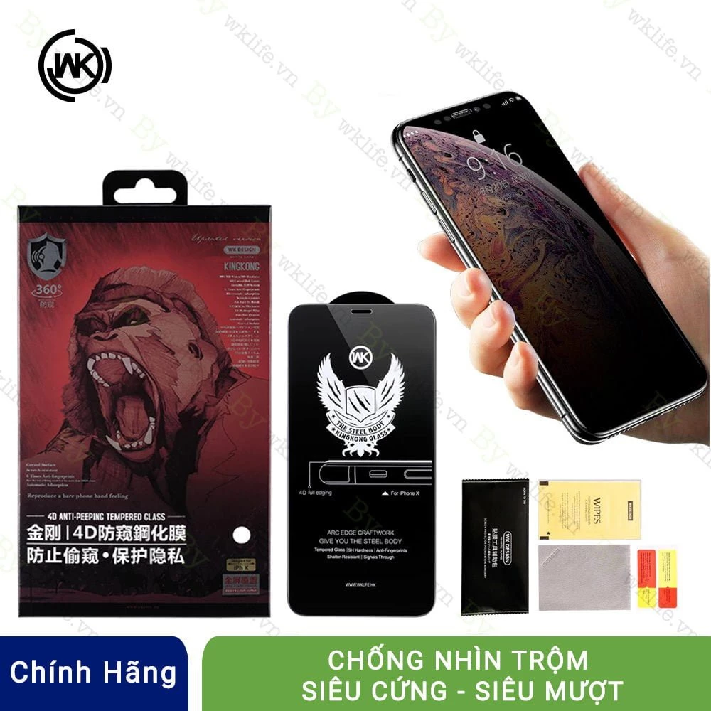 [ Bảo hành lỗi 1 đổi 1] Kính cường lực Chống Nhìn Trộm KING KONG 4D for iPhone