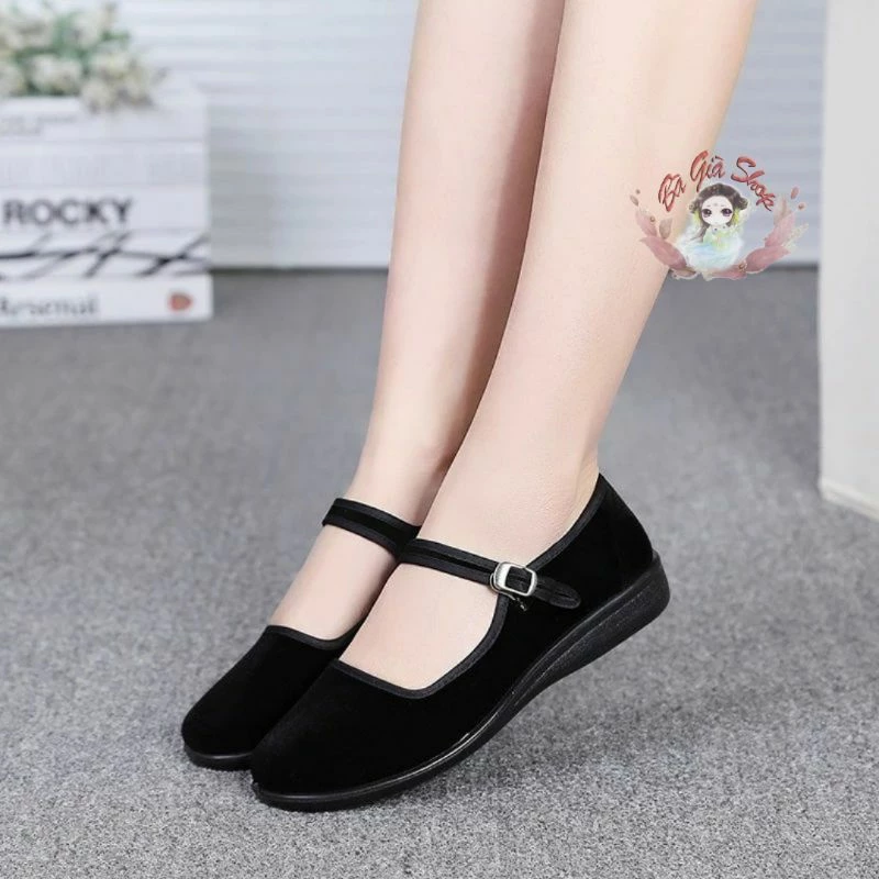 Giày đen quai ngang đế bệt cực êm sz35-40